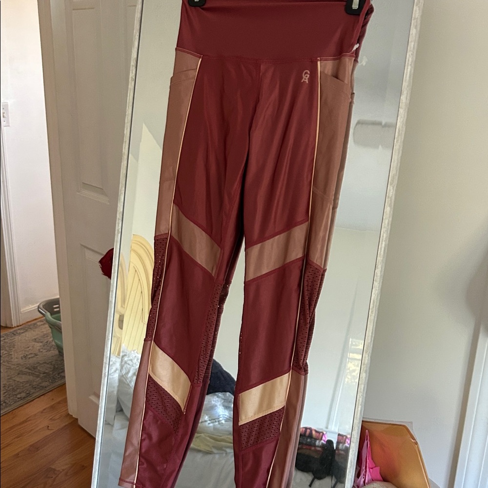 Good American Red and Tan Leggings